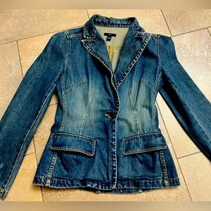 GAP Vintage Denim Jean Cotton One Button Closure Blazer Jacket Size medium